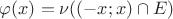 $\varphi(x) = \nu((-x;x) \cap E)$