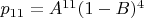 $p_{11}=A^{11}(1-B)^4$