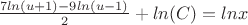 ${{{7ln(u+1) - 9ln(u-1)}\over{2}}}+ln(C)=lnx$