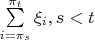 $\sum\limits_{i=\pi_s}^{\pi_t}\xi_i,  s<t$