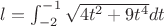 $l=\int^{-1}_{-2} \sqrt{4t^2+9t^4}dt$