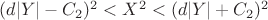 $(d|Y|-C_2)^2<X^2<(d|Y|+C_2)^2$