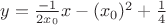$y=\frac{-1}{2x_0}x-(x_0)^2+\frac14$