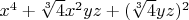 $x^4+\sqrt[3]{4} x^2 yz+ (\sqrt[3]{4} yz)^2$