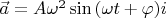 $\vec a=A\omega^2\sin{(\omega t+\varphi)}i$
