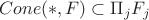 $$Cone(*, F) \subset \Pi_jF_j$$