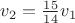 $v_2=\frac{15}{14}v_1$