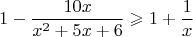 $$1-\frac{10x}{x^2+5x+6}\geqslant 1+\frac1x$$