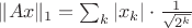 $\|Ax\|_1=\sum_k|x_k|\cdot\frac1{\sqrt{2^k}}$