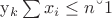 ${\rm{y}}_k \sum {x_i }  \le n &ndash; 1$