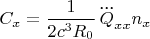 $C_x=\dfrac{1}{2c^3 R_0} \, \dddot{Q}_{xx}n_x$