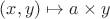 $(x, y)\mapsto a\times y$
