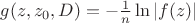 $g(z,z_0,D)=-\frac{1}{n}\ln |f(z)|$