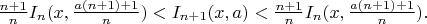 $\frac{n+1}{n}I_n(x,\frac{a(n+1)+1}{n})<I_{n+1}(x,a)<\frac{n+1}{n} I_n(x,\frac{a(n+1)+1}{n}).