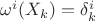 $\omega^i(X_k)=\delta^i_k$