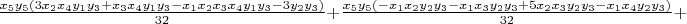 $\frac{x_5 y_5(3 x_2 x_4 y_1 y_3 + x_3 x_4 y_1 y_3 - x_1 x_2 x_3 x_4 y_1 y_3 - 3 y_2 y_3)}{32}+
\frac{x_5 y_5(- x_1 x_2 y_2 y_3 - x_1 x_3 y_2 y_3 + 5 x_2 x_3 y_2 y_3 - x_1 x_4 y_2 y_3)}{32}+$