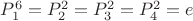 $P_1^6 = P_2^2 = P_3^2 = P_4^2 = e$