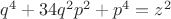$q^4+34q^2p^2+p^4=z^2$