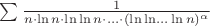 $\sum \frac{1}{n \cdot \ln n \cdot \ln \ln n \cdot \ldots \cdot (\ln \ln \ldots \ln n)^\alpha}$
