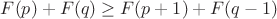 $F(p)+F(q) \ge F(p+1)+F(q-1)$