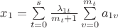 $x_1=\sum\limits_{t=0}^{s}\frac{\lambda_{1t}}{m_t+1}\sum\limits_{v=0}^{m_t}a_{1v}$