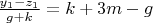 $\frac{y_1-z_1}{g+k}=k+3m-g$