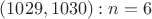 $(1029,1030): n=6$