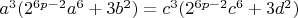 $ a^3(2^{6p-2}a^6 + 3b^2) = c^3(2^{6p-2}c^6 + 3d^2) $