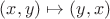 $(x,y)\mapsto(y,x)$