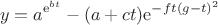 $$y=a^{\mathrm{e}^{bt}}-(a+ct)\mathrm{e}^{-ft(g-t)^2}$$