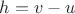 $h=v-u$ $h=v-u$