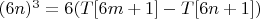 $(6n)^3=6(T[6m+1]-T[6n+1])$