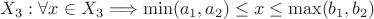 $X_3: \forall x \in X_3 \Longrightarrow \min(a_1, a_2) \le x \le \max(b_1, b_2)$