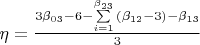 $\eta=\frac{{3{\beta}_{03}}-6-\sum\limits_{i=1}^{{\beta}_{23}}{({\beta}_{12}-3)}- {\beta}_{13}}{3}$