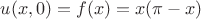 $u(x,0)=f(x)=x(\pi-x)$