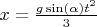 $x=\frac{g\sin(\alpha)t^2}{3}$