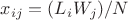 $x_{ij} = (L_iW_j)/N$