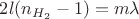 $\[2l({n_{{H_2}}} - 1) = m\lambda \]$