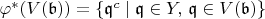$\varphi^{*}(V(\mathfrak{b})) = \{ \mathfrak{q}^c \mid \mathfrak{q} \in Y,\, \mathfrak{q} \in V(\mathfrak{b}) \}$
