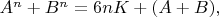 $A^n + B^n = 6nK+ (A+B),$