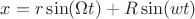 $x = r \sin(\Omega t) + R \sin(w t)$