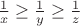$\frac { 1 }{ x } \ge \frac { 1 }{ y } \ge \frac { 1 }{ z } $
