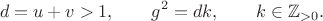 $$d=u+v>1,\qquad g^2=dk,\qquad k\in\mathbb Z_{>0}.$$