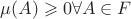 $\mu(A) \geqslant 0 \forall A \in F$ $\mu(A) \geqslant 0 \forall A \in F$