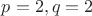 $p=2, q=2$ $p=2, q=2$