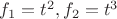 $f_1=t^2, f_2 = t^3$