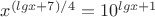 $x^{(lg x+7)/4}=10^{lg x+1}$