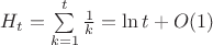 $H_t=\sum\limits_{k=1}^t\frac{1}{k}=\ln t+O(1)$