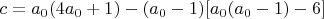 $c=a_0(4a_0+1)-(a_0-1)[a_0(a_0-1)-6]$