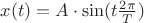$x(t)=A\cdot \sin (t \frac{2\pi}{T})$